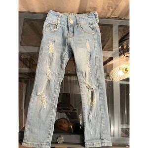 Pink Ivy Kids Light Wash Ripped Distressed Denim Jeans Size 5